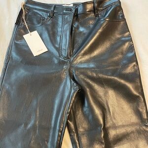 NEW WITH TAGS Aritzia Wilfred Melina Cropped Black Leather Pants